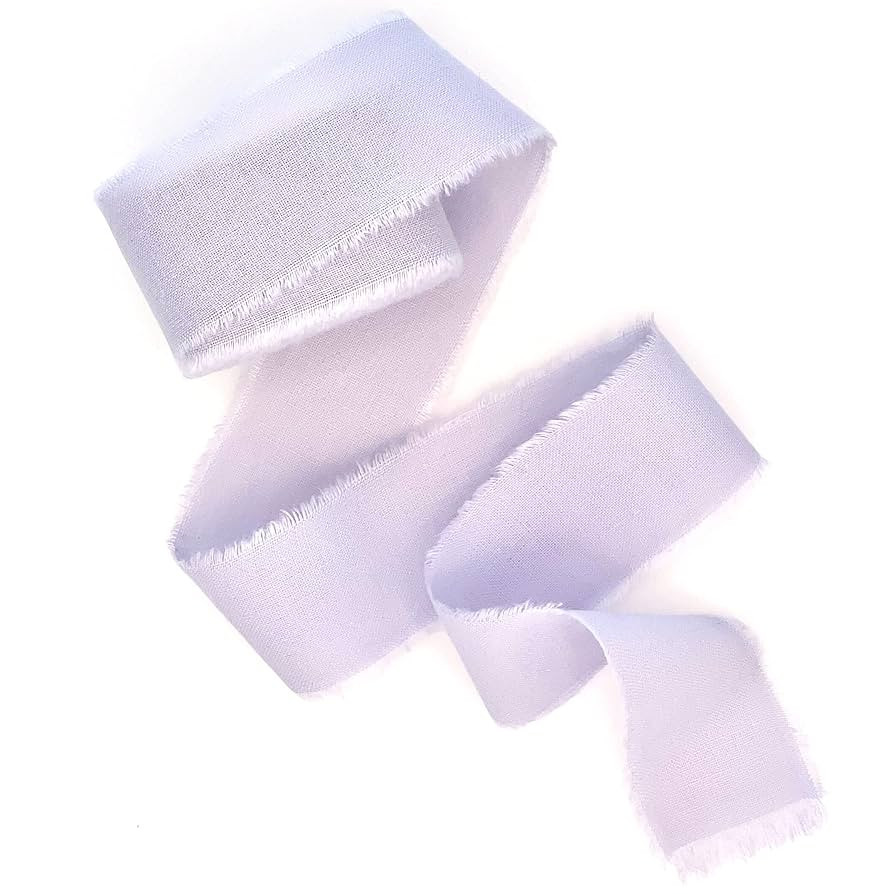 Lavender 1 inch wide 5 yds frayed edges handmade cotton ribbon hand dyed for Rustic wedding invit... | Amazon (US)