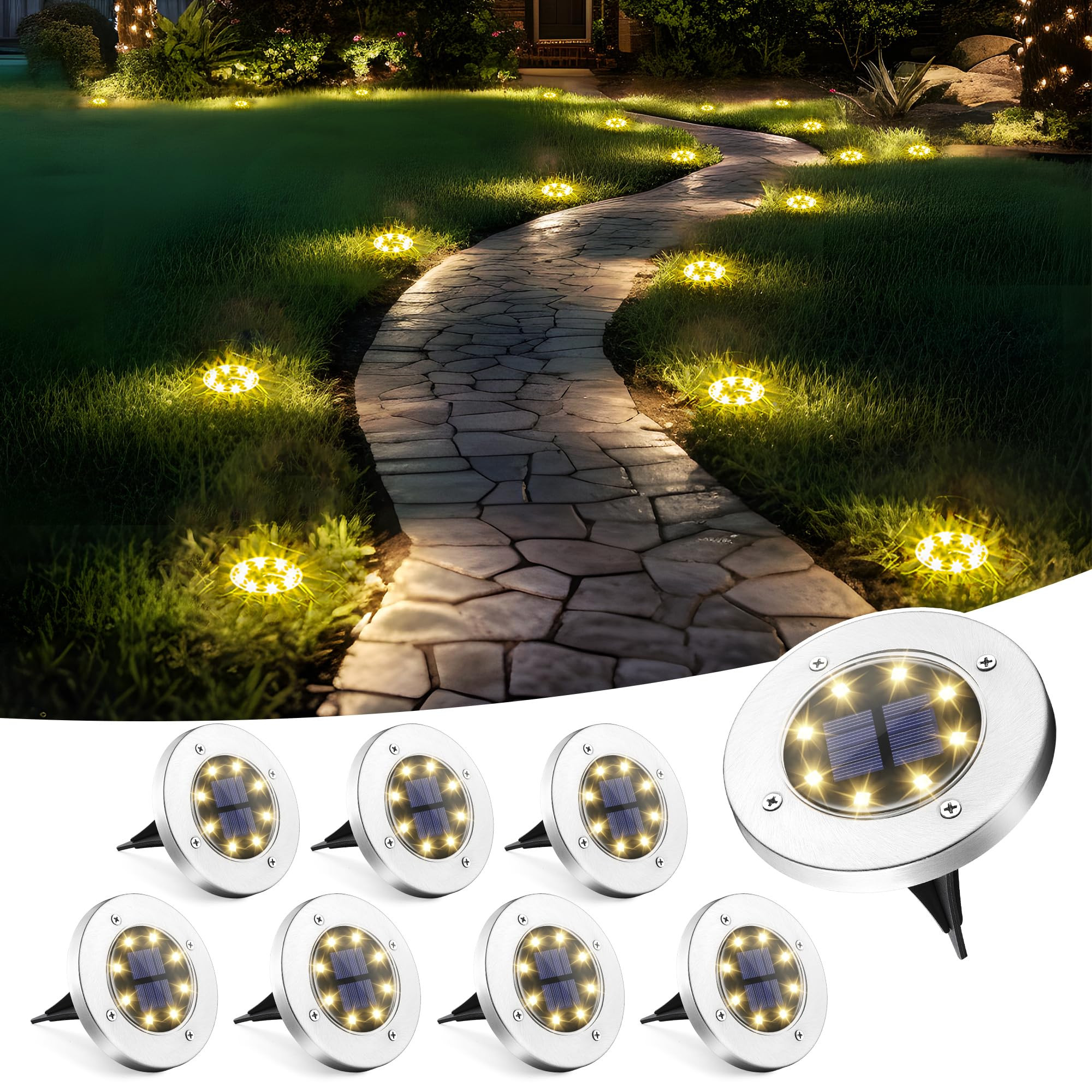 SOLPEX Solar Lights Outdoor Waterproof, 8 Pack Solar Ground Lights, Solar Garden Lights Landscape... | Amazon (US)