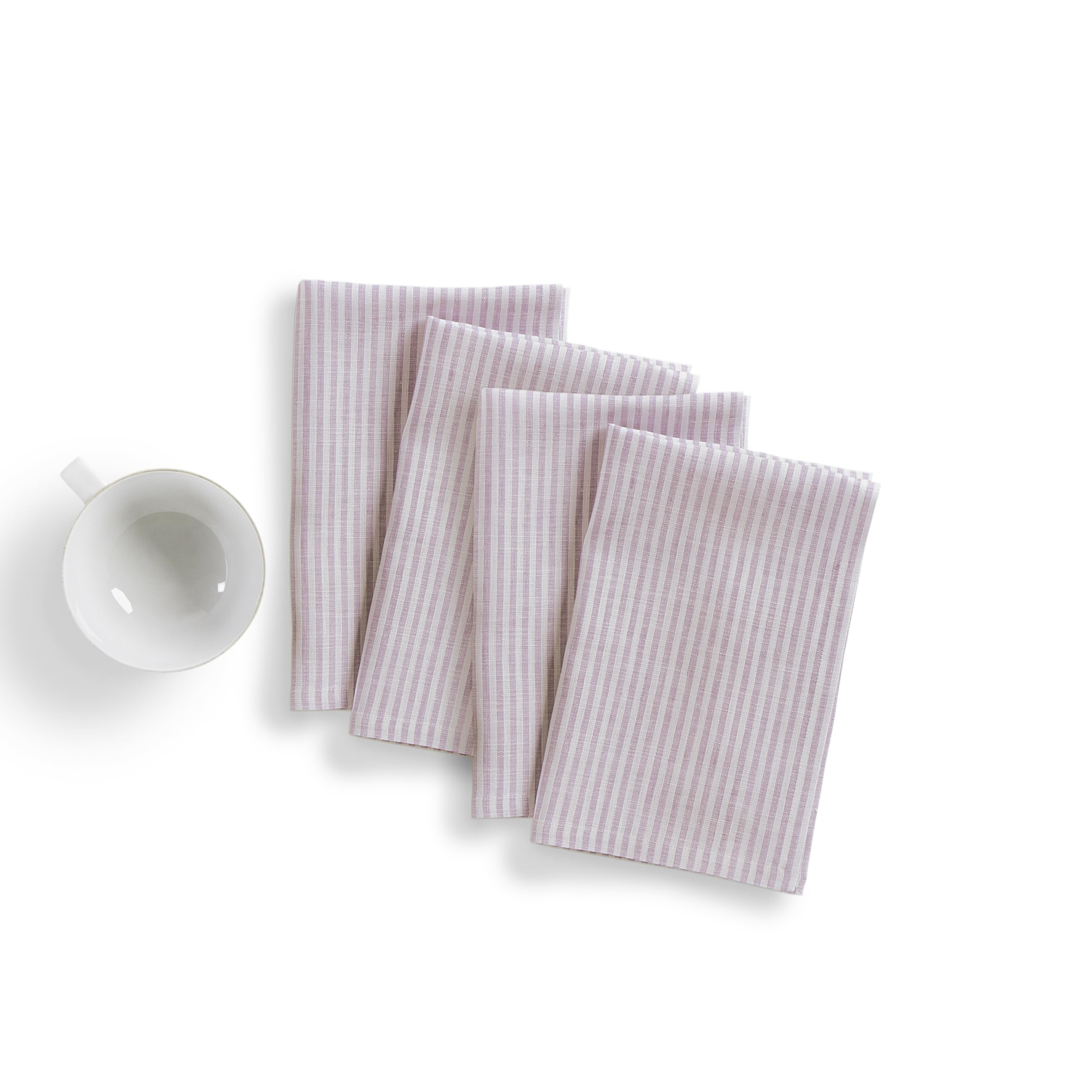 Solino Home Linen Cloth Napkins Set of 4-100% Pure Linen Pink and White Striped Dinner Napkins 20... | Amazon (US)