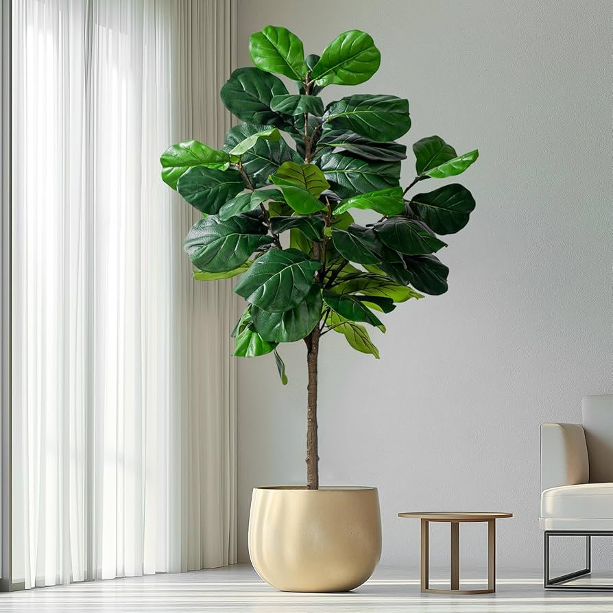 Artificial Fiddle Leaf Tree-6ft Faux Plant Fake Ficus Lyrata Tree Artificial Fig Silk Trees with ... | Amazon (US)