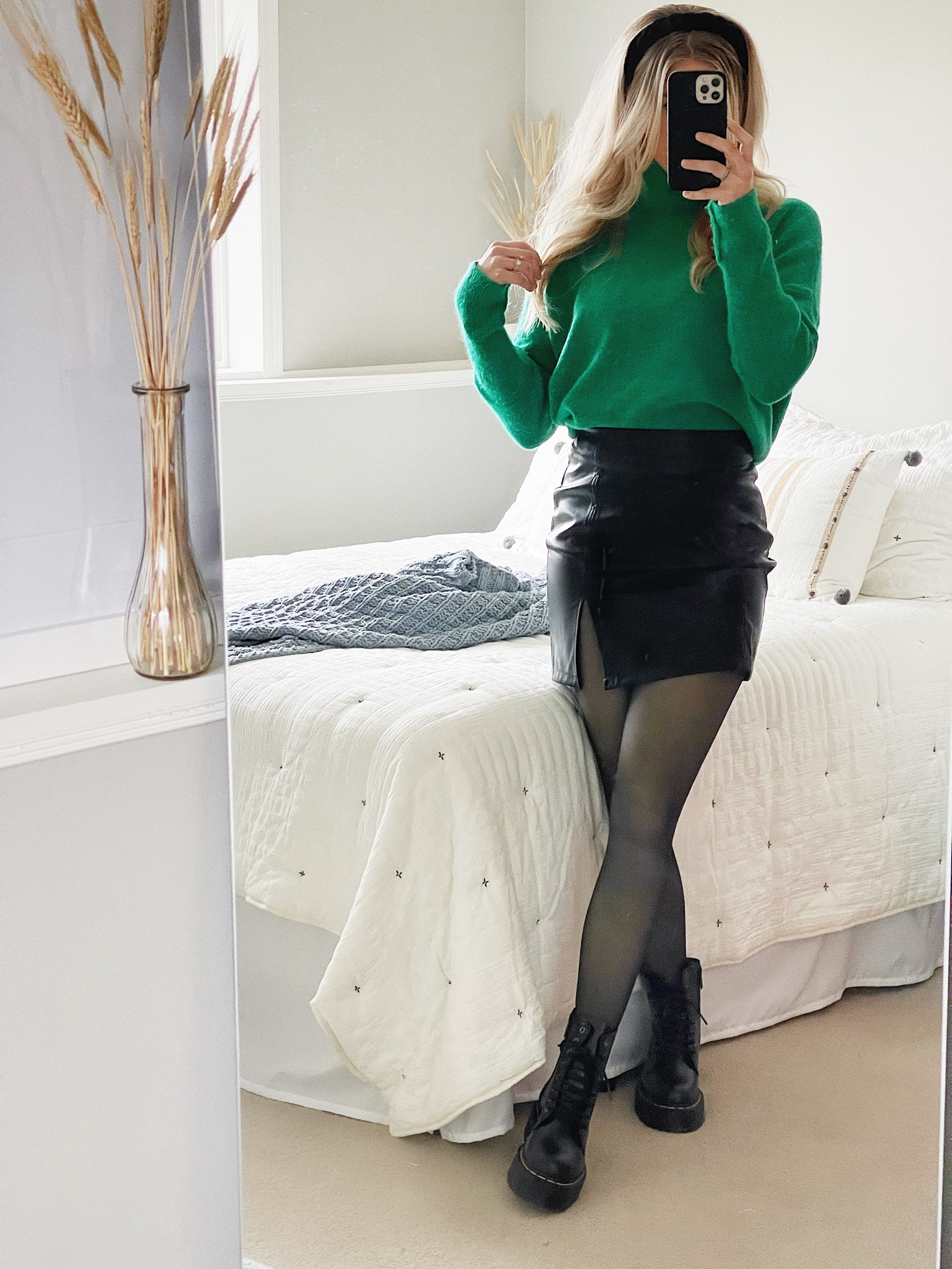 #ootd with a pop of color 💚 Faux translucent leggings are a must for winter! - dr. Martens, Amazon, target

#LTKSeasonal #LTKunder100 #LTKshoecrush