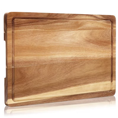 EcoSummer 2 Pcs 18x12" Acacia Wood Cutting Boards, Thick Chopping Boards with Juice Groove & Built-In Handles. | Target
