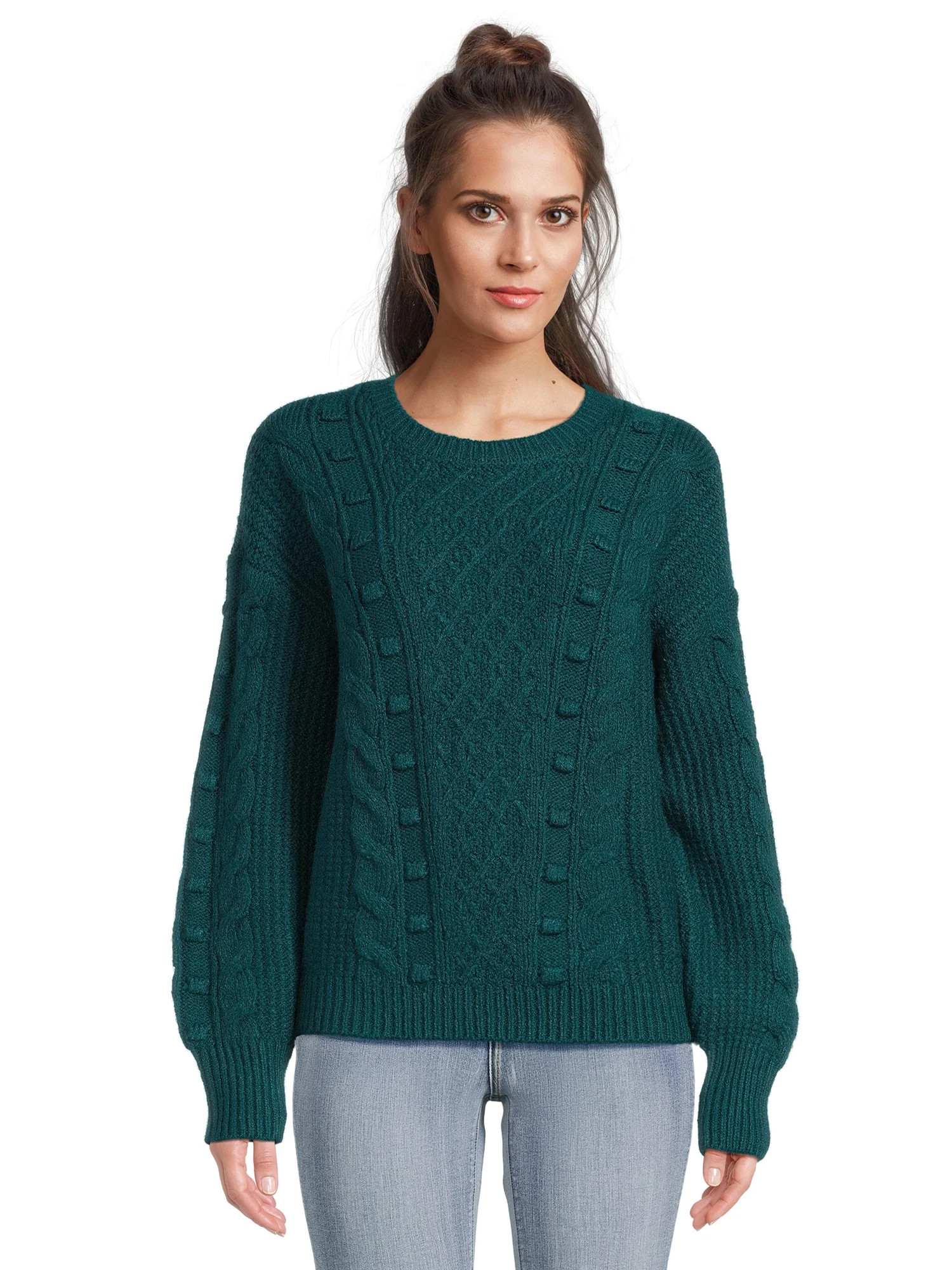 Time and Tru Women's Bobble Stitch Pullover Sweater, Midweight, Sizes XS-XXXL | Walmart (US)
