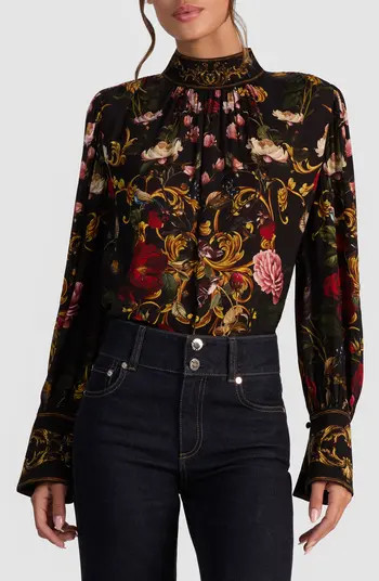 Marion Mock Neck Floral Blouse | Nordstrom