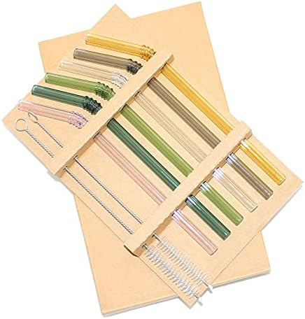 PANDEO Glass Straws Reusable Straws Colored Glass Straws Healthy and Safe Drinking Straws Transparen | Amazon (US)