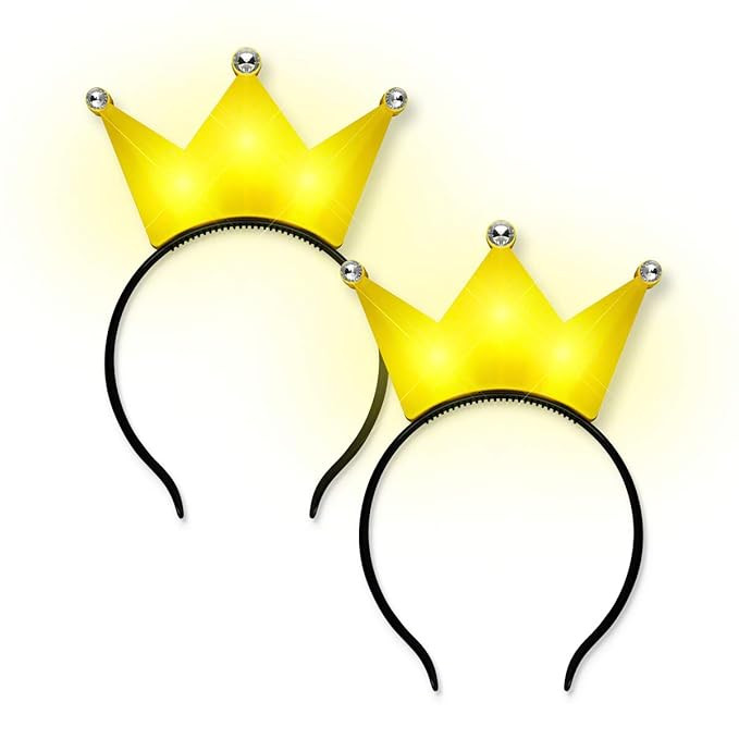 Set of 2 Light Up Yellow Crown Tiara Princess Headbands | Amazon (US)