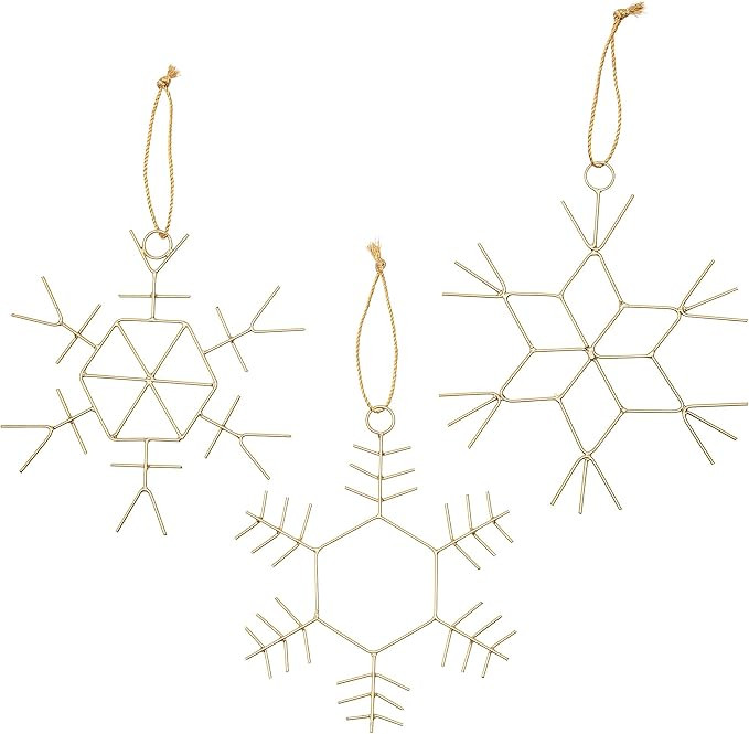 Set of 6 Brass Gold Snowflake Christmas Ornaments Large 7 Inch, Handmade Decorative Set, Unique W... | Amazon (US)