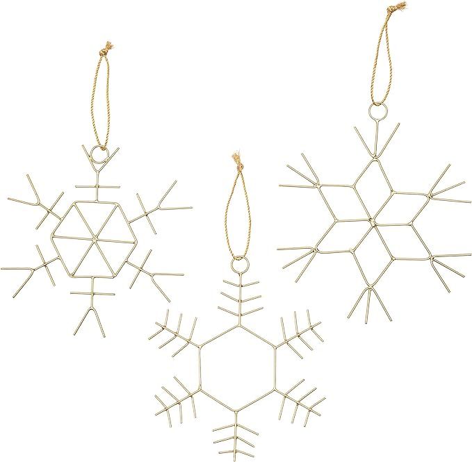 Set of 6 Brass Gold Snowflake Christmas Ornaments Large 7 Inch, Handmade Decorative Set, Unique W... | Amazon (US)