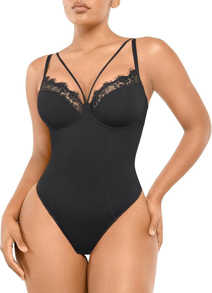 SHAPELLX Women's Shapewear Bodysuit Tummy Control Body Shaper Lace Sculpting Snatched Waist Body ... | Amazon (US)