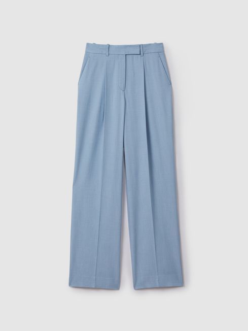 Reiss Blue June Tencel Blend Wide Leg Suit Trousers | Reiss UK