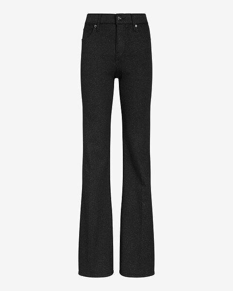 Mid Rise Black Sparkle 70s Flare Jeans | Express