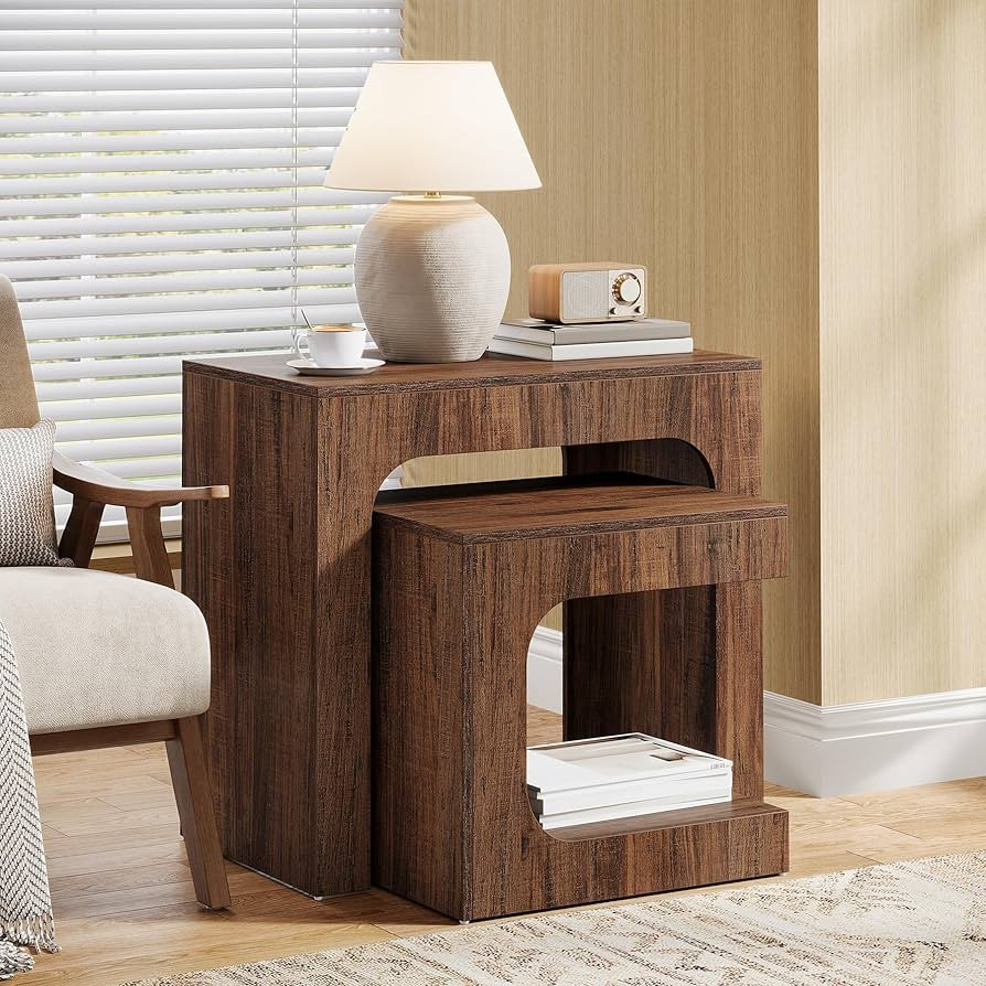 Tribesigns Nesting End Table Set, Walnut Side Table for Living Room, Night Stand Set for Bedroom,... | Amazon (CA)