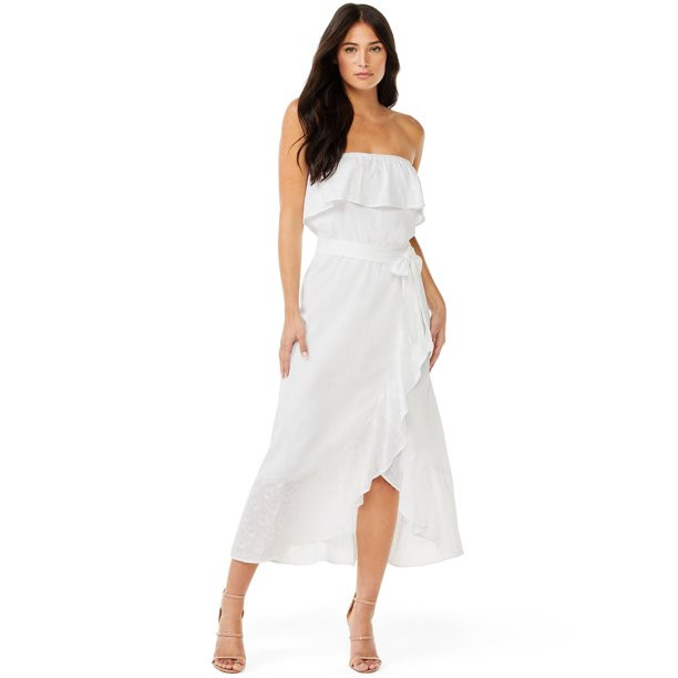 Sofia Jeans by Sofia Vergara Women's Strapless Maxi Dress with Eyelet Hem | Walmart (US)