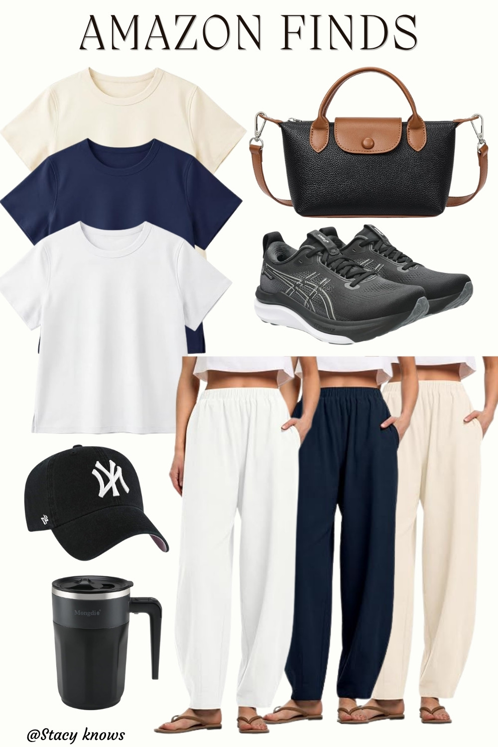 The ultimate everyday outfit formula! Pairing this ultra-soft short sleeve tee with the flowiest wide-leg palazzo pants for an effortless, put-together vibe. Styled with comfortable running shoes for all-day comfort and an everyday tote bag that holds literally everything. Fits true to size—tap the link to shop all my Amazon finds! 
#LTKStyleTip #LTKunder50 #LTKSaleAlert #AmazonFashion #AmazonFinds #EverydayOutfit #CasualStyle #StreetStyle 

 #LTKootd #LTKfitnessgoals #LTKWorkwear