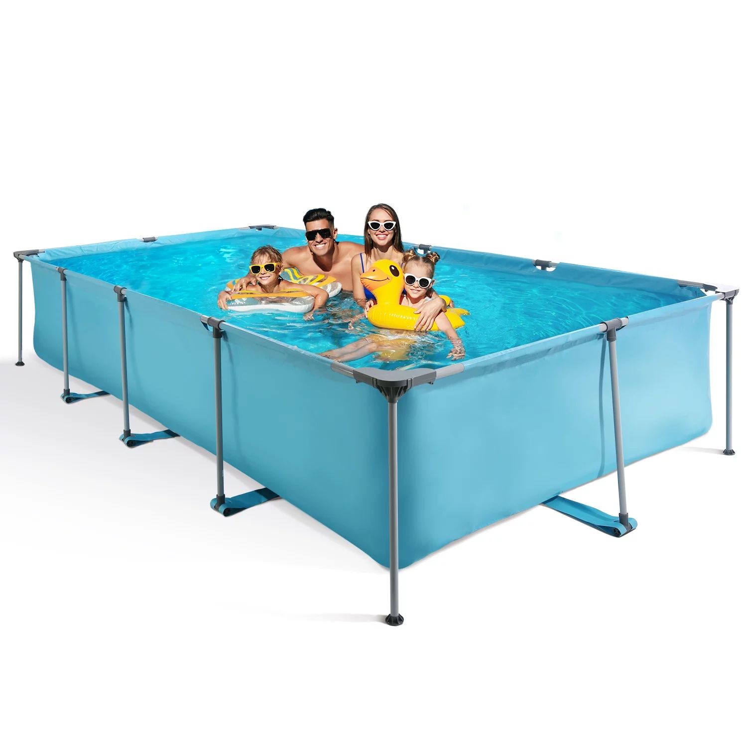 Gasky Swimming Pool 15ft Rectangle Frame  Above Ground Outdoor 178" x 87" Swimming Pool with Meta... | Walmart (US)
