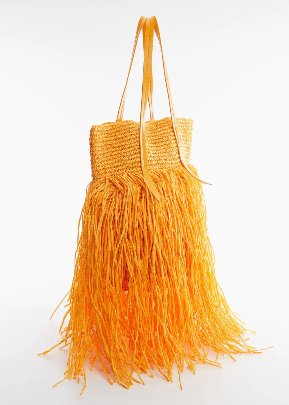 Fringed raffia bag -  Women | Mango USA | MANGO (US)