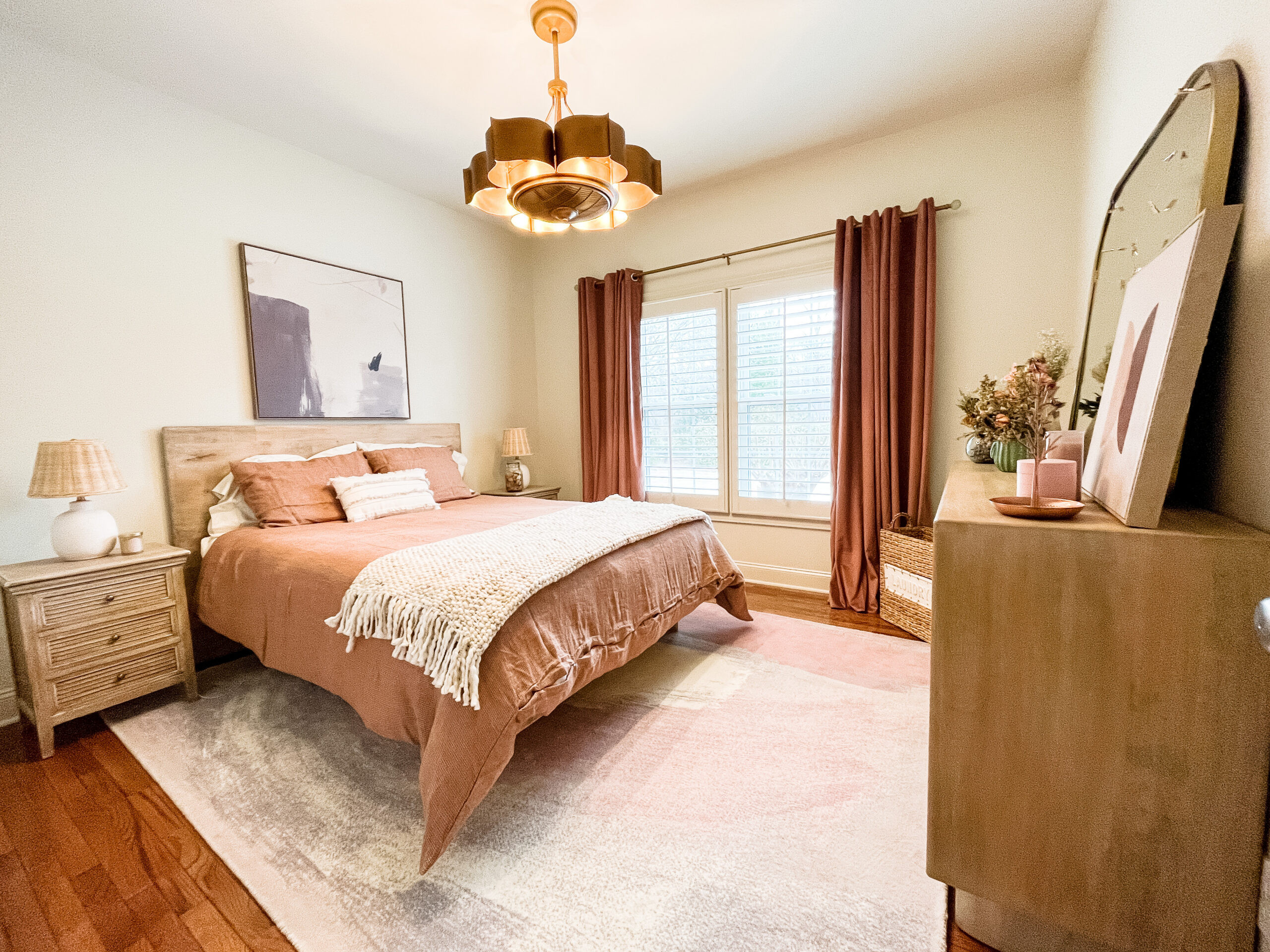 Soft, elevated, and designed to grow with her 💕 We transformed this teen bedroom with warm neutral walls, blush accents that read like a subtle neutral, and thoughtfully layered textures. Crisp white bedding sets a clean foundation, while linen, velvet, and brushed brass details add depth and polish. Swapping posters for curated framed art made the space feel intentional and timeless. Shop a similar layered teen bedroom look below ✨ 

 #LTKHome