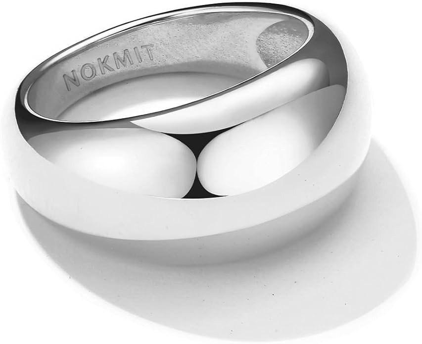 NOKMIT Chunky Dome Rings for Women Dainty 14K Gold Silver Tone Cute Bold Dome Statement Ring Thic... | Amazon (US)