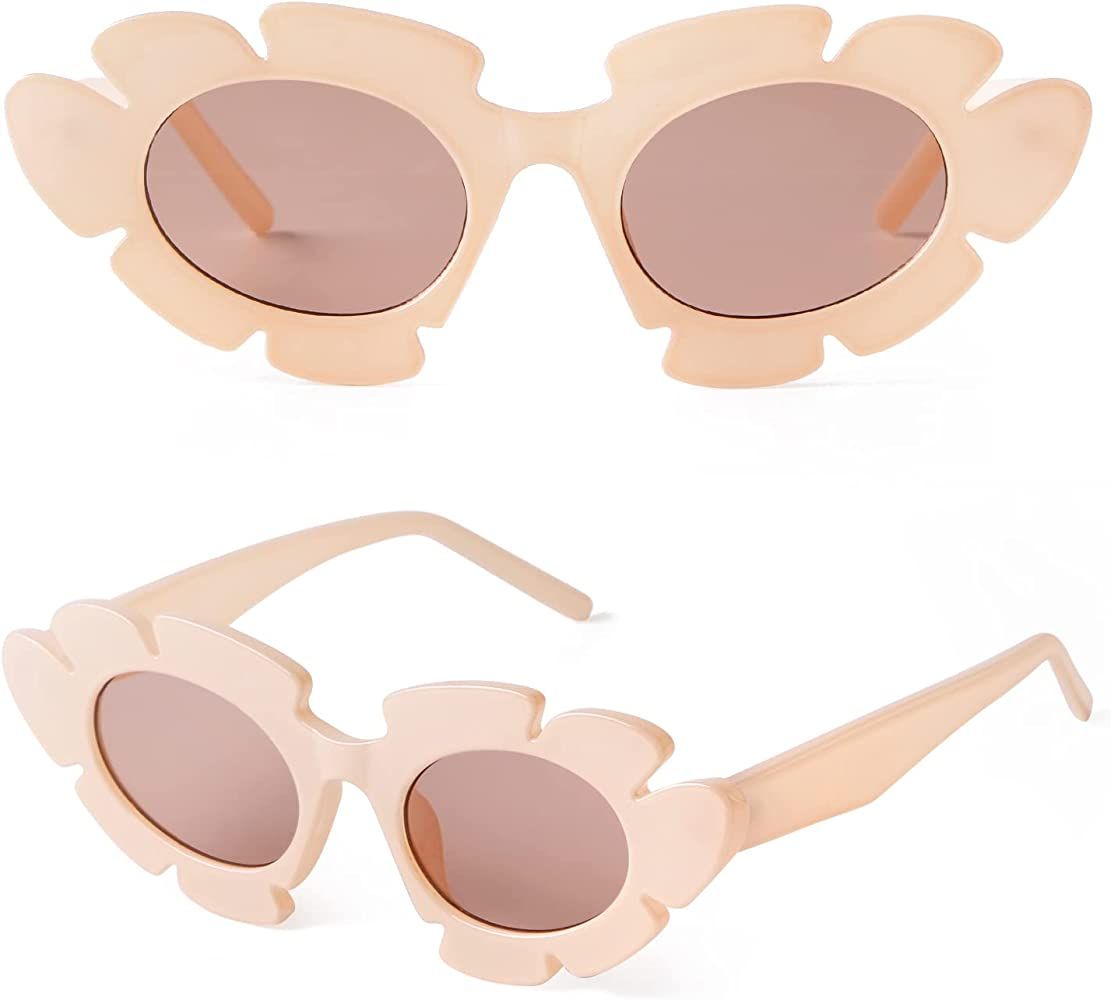 PEGH Cat Eye Flower Sunglasses for Women Men Fun Retro Fashion Trendy Y2K Shades Chunky Sun Glass... | Amazon (US)