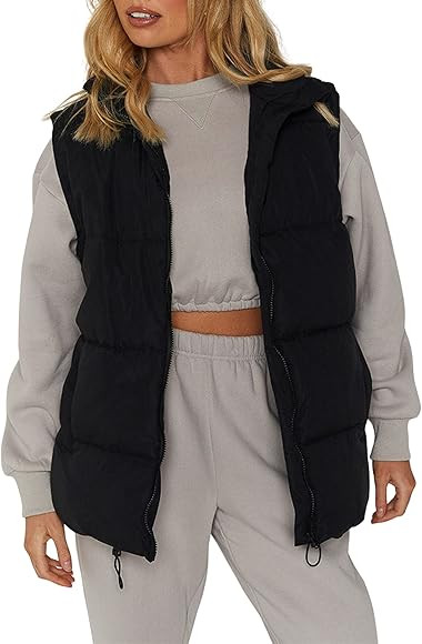 Athlisan Womens Zip Up Puffer Vest Stand Collar Sleeveless Padded Jacket Coat | Amazon (US)