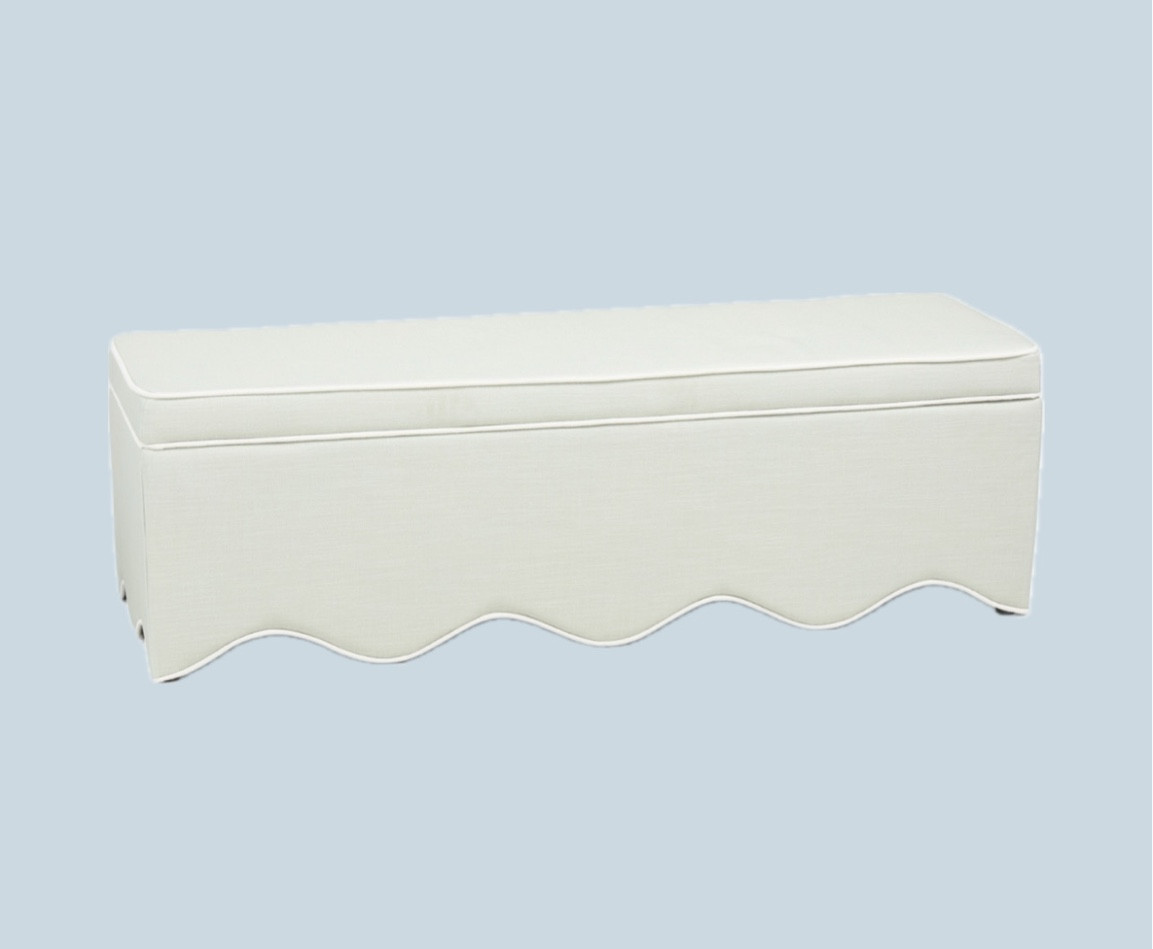Scalloped upholstered bench 