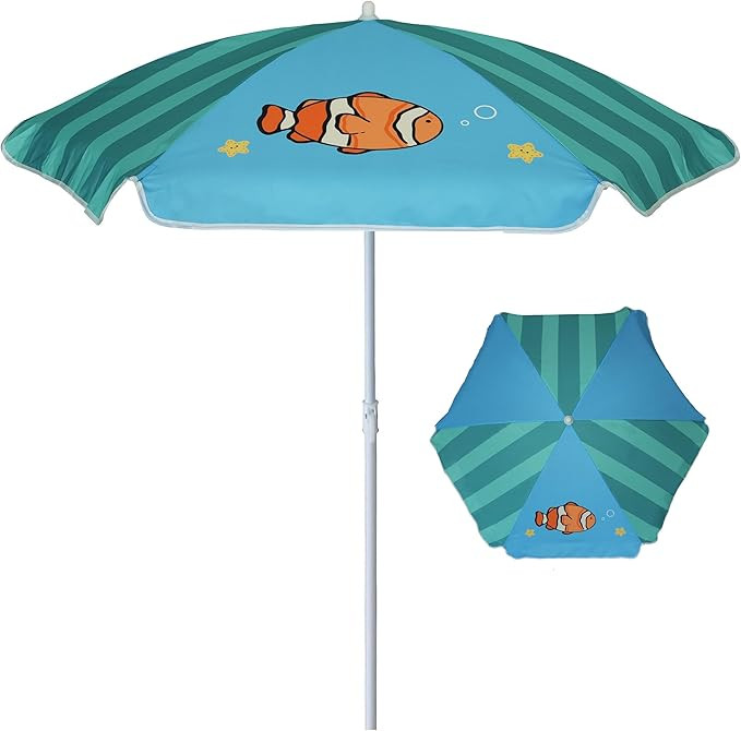 AMMSUN 5ft Seaside Umbrella for Sand Box Water Table - Kids Durable Umbrellas for children Picnic... | Amazon (US)