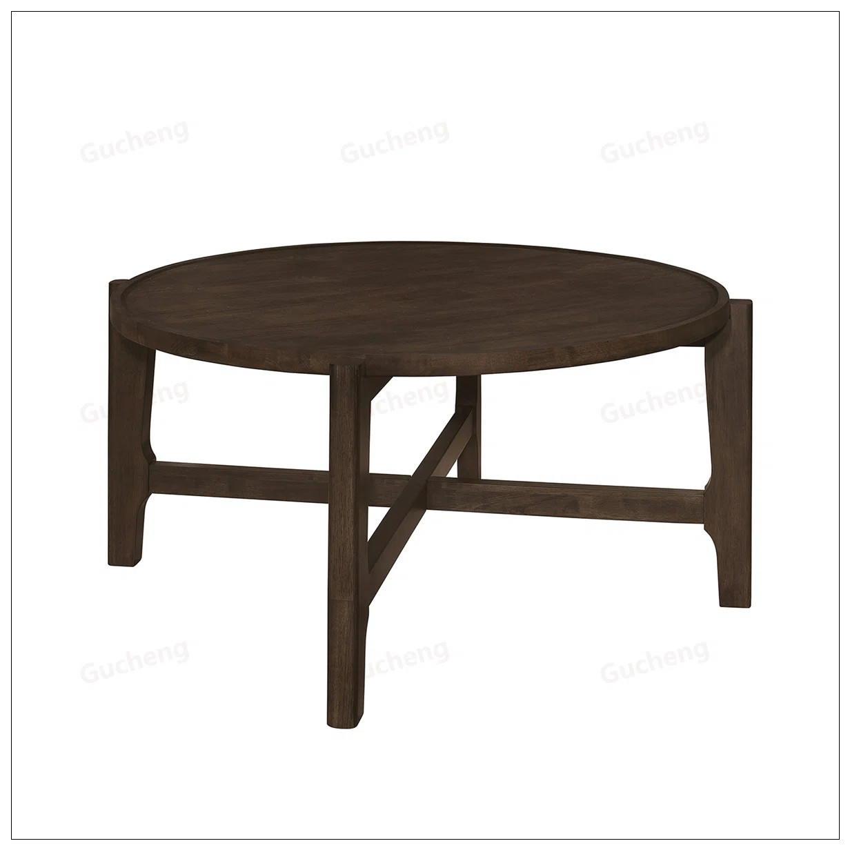 Round Solid Wood Coffee Table with Dark Brown Finish, Durable Rubberwood, and Recessed Top for Elegant Living Spaces | Wayfair North America