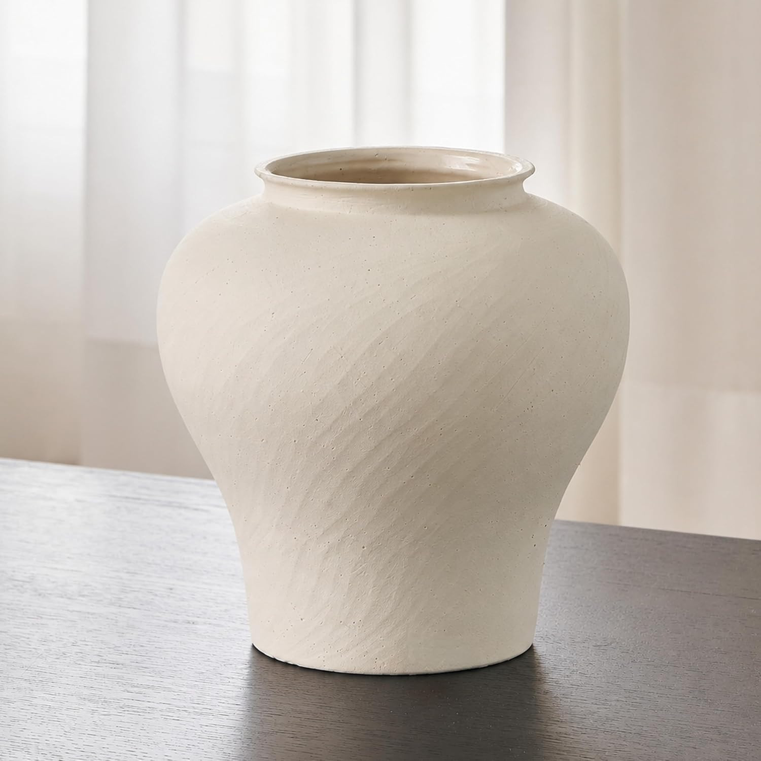 LB2 White Ceramic Large Vase, 13" Tall Zen Style vase, Terra Cotta Pitcher, Distressed Farmhouse Decor, Pottery Decorative Flower for Home Décor | Amazon (US)