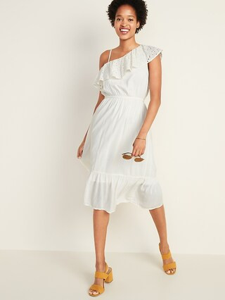 Waist-Defined One-Shoulder Midi for Women | Old Navy US