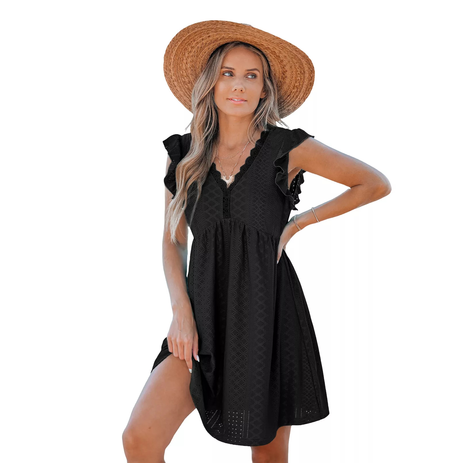 Women's Cupshe Striped Plunging Dolman Flutter Sleeve Midi Cover-Up Dress | Kohl's