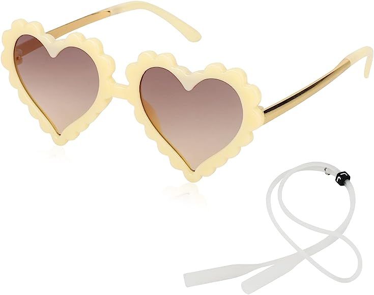 Kids Sunglasses with Glasses Strap, Heart Sunglasses Plastic Metal Frame, UV400 Protection for Gi... | Amazon (CA)