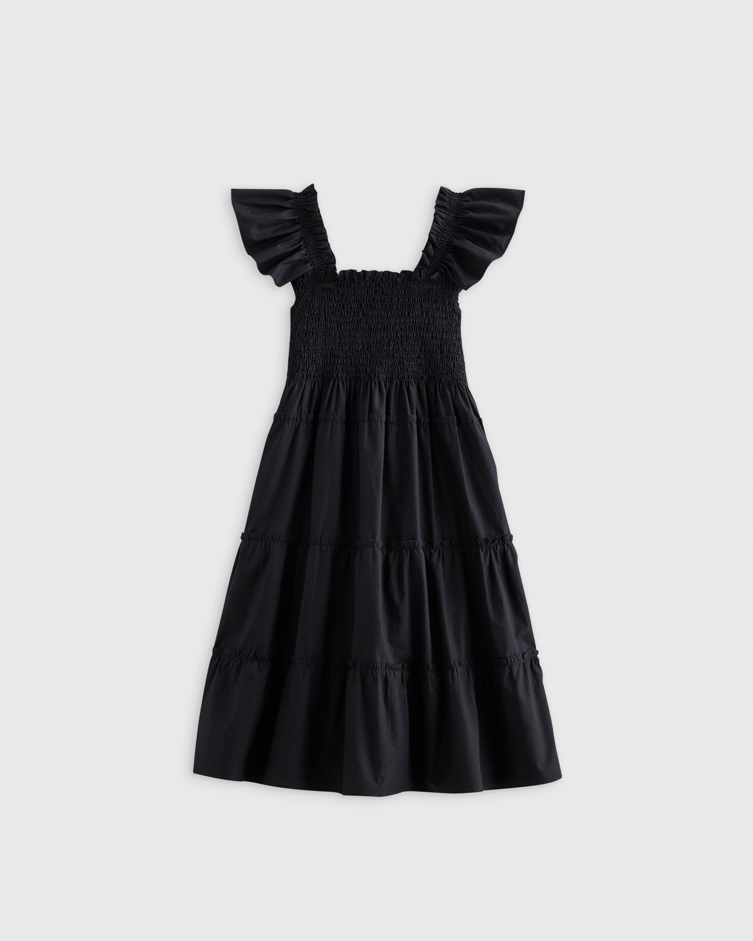 Quince | Poplin Smocked Dress in Black, Size 5T, Cotton | Quince