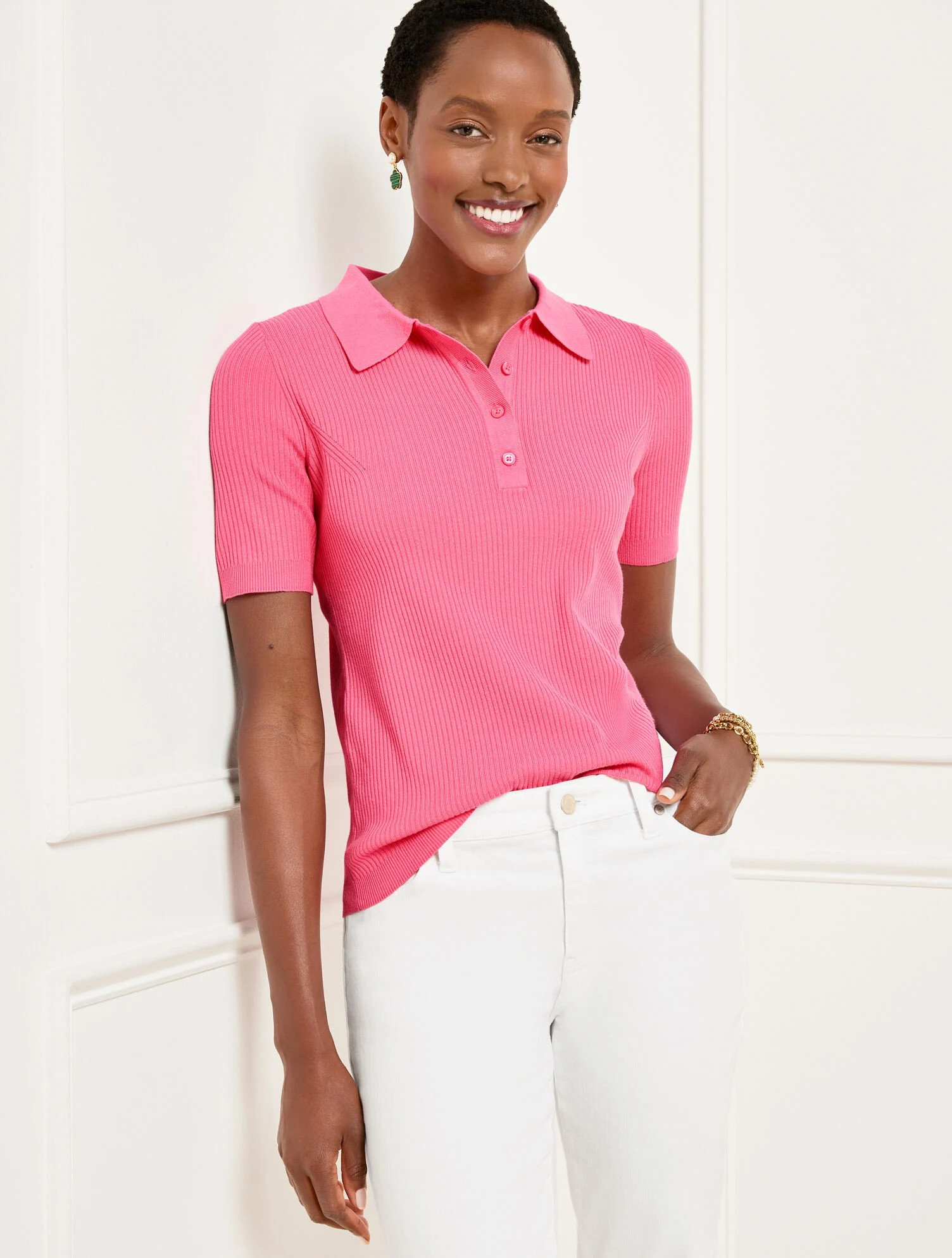 Ribbed Polo Sweater | Talbots