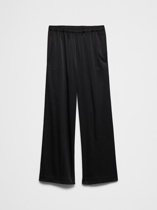 Wide-Leg High-Rise Crinkle Satin Pull-On Pant | Banana Republic Factory