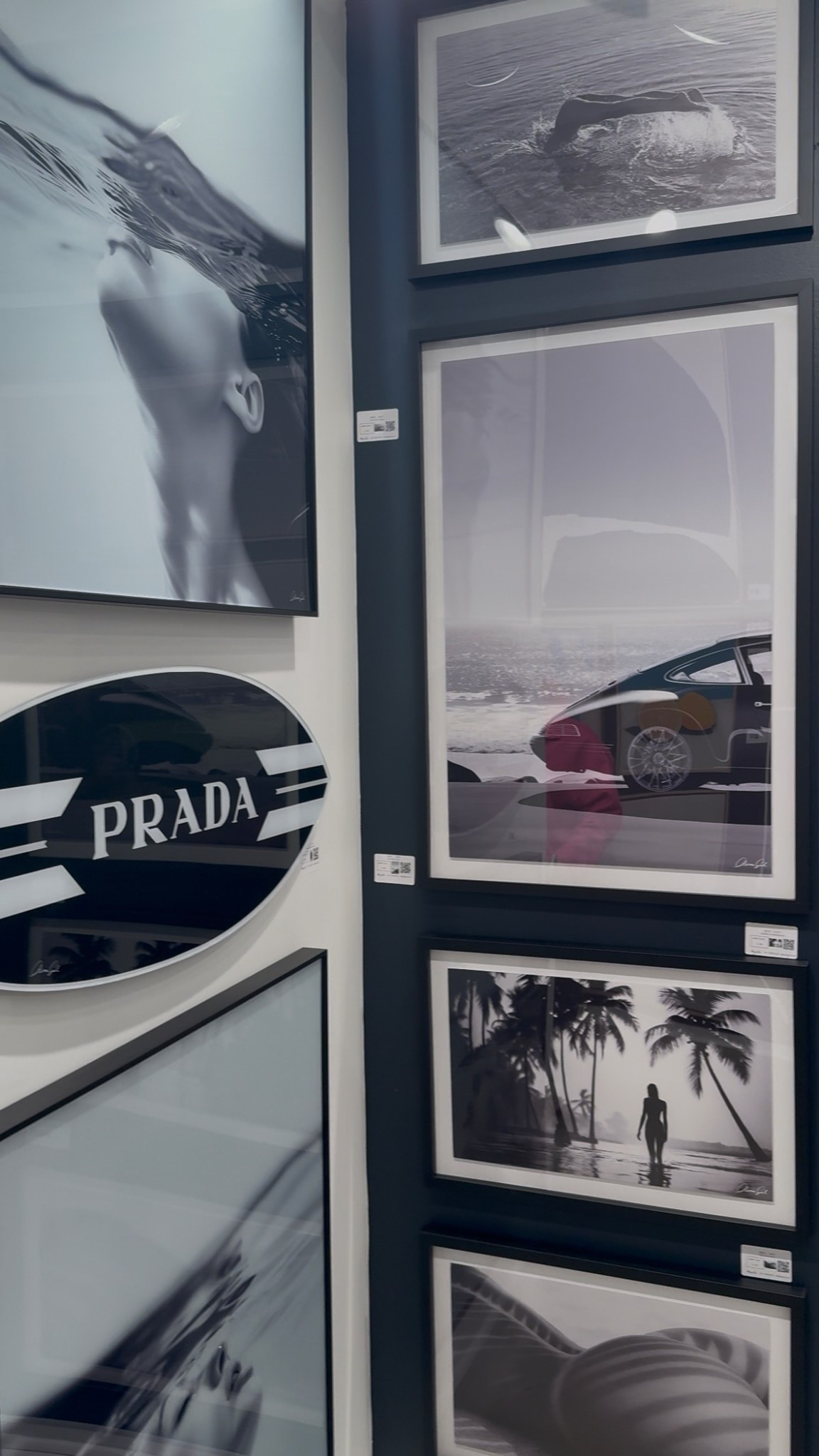 Where fashion meets the waves — the Milan Surfboard by Oliver Gal adds a luxe, runway-ready twist to coastal decor. #blackandwhite #prada #designer #interiordesign #homeinspo #love #art