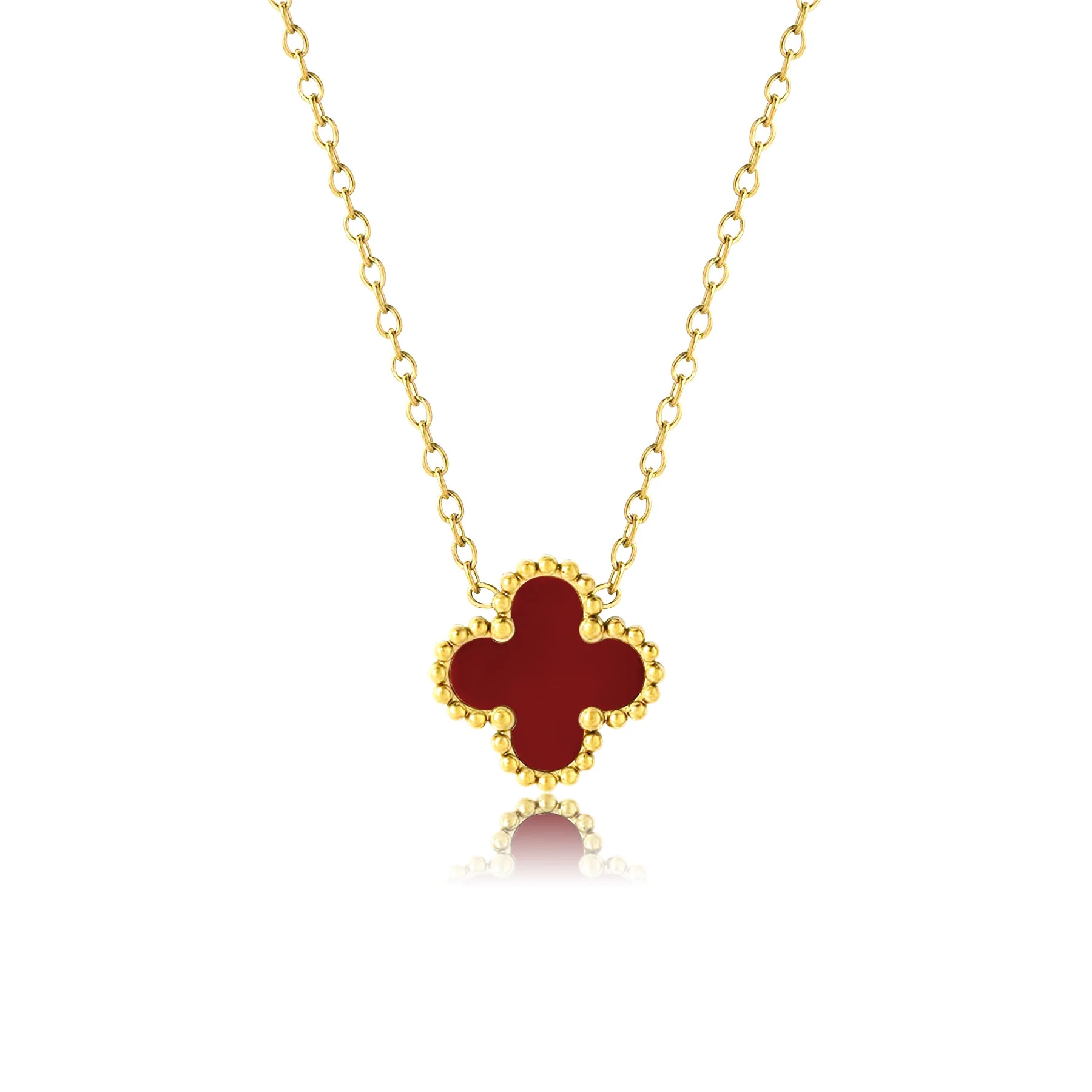 JeenMata Red Flower Pendant Necklace in Yellow Gold Plated | Walmart (US)