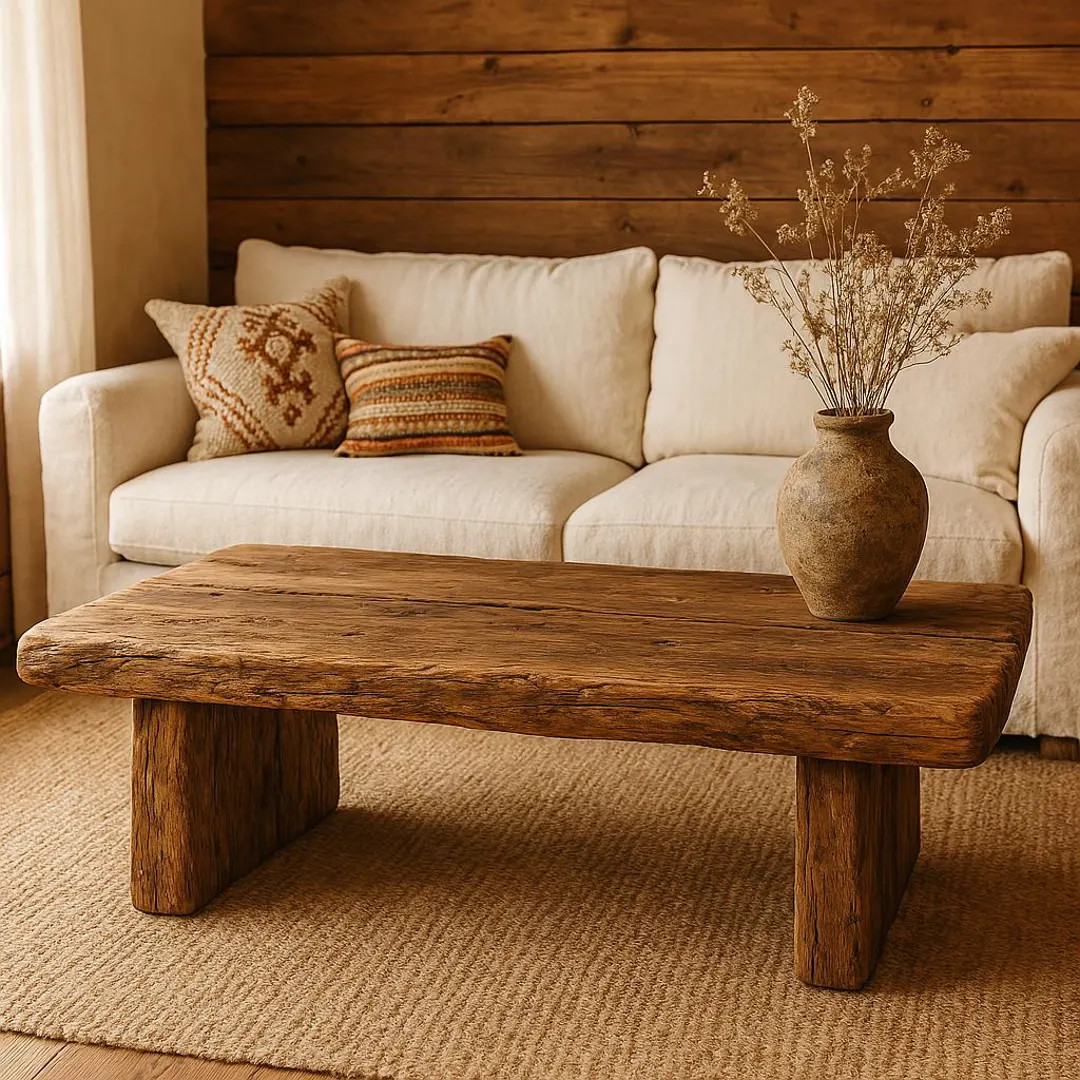 Rustic Solid Wood Coffee Table With Sturdy Legs – Handmade Farmhouse Living Room Table - Etsy | Etsy (US)