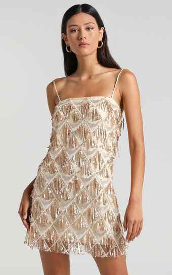 Shook Dress in Champagne Sequin | Showpo (US, UK & Europe)