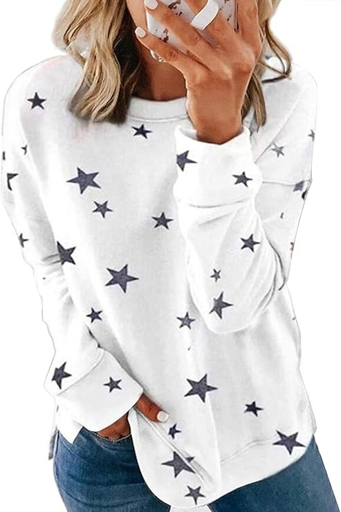 Acelitt Women Long Sleeve Crewneck Sweatshirt Side Split Pullover Tops | Amazon (US)