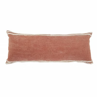 HomeRoots 14" X 36" Orange And Off-White 100% Cotton Striped Zippered Pillow | Target