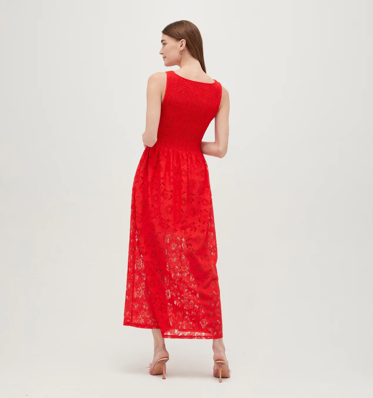 The Lace Cosima Nap Dress - Poppy Red Floral Lace | Hill House Home