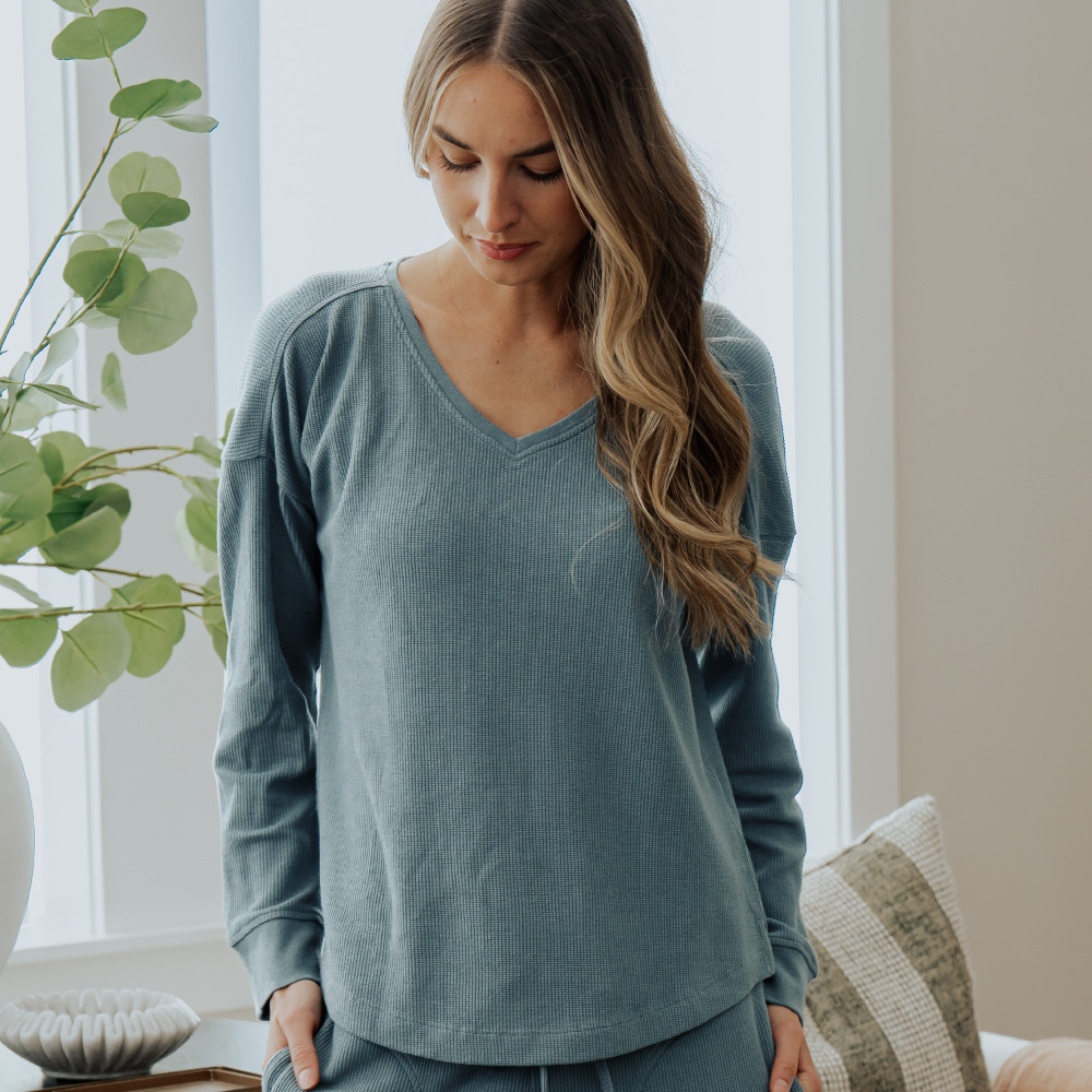 Waffle-Knit Drop Shoulder Long Sleeve | Cariloha