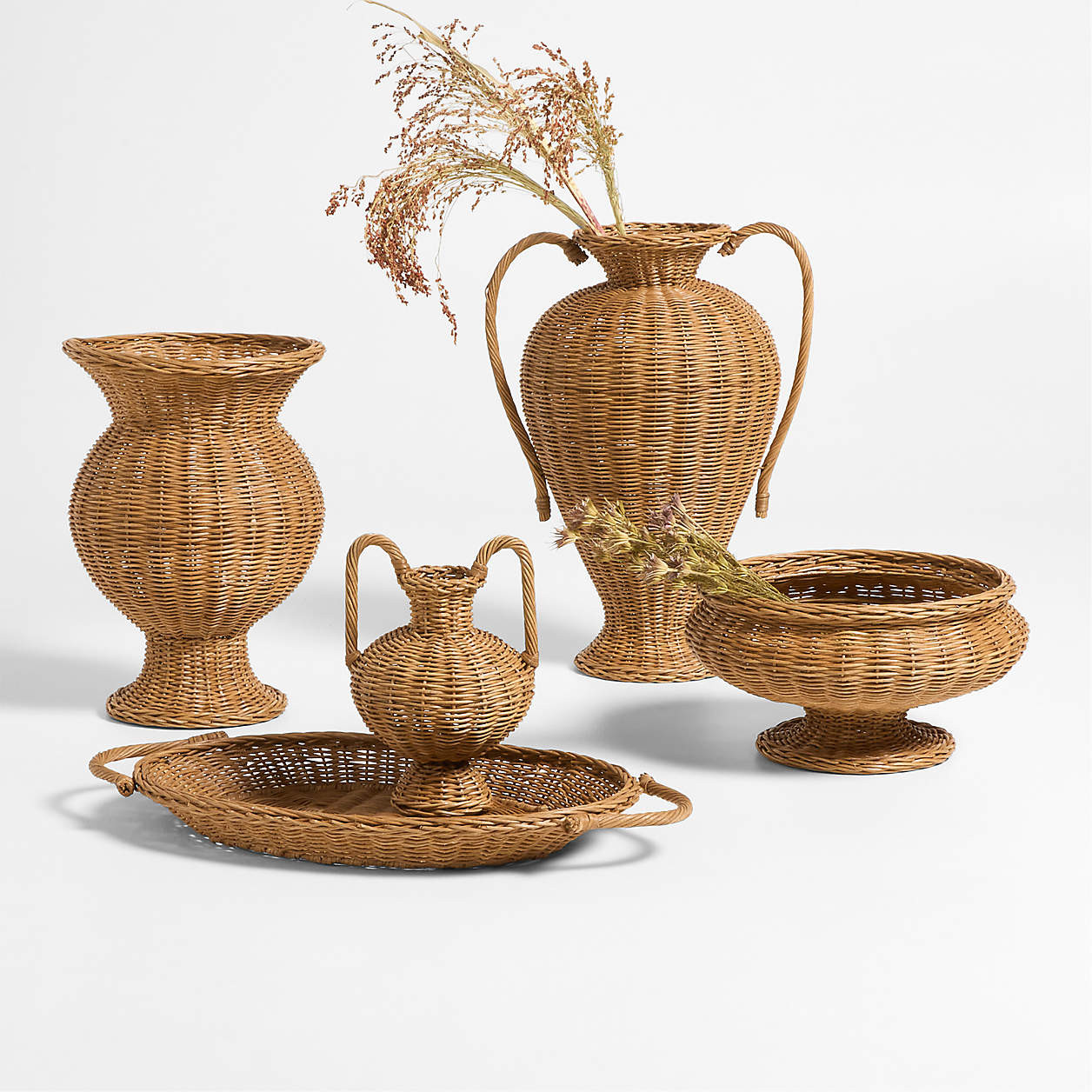 Alford Tall Brown Woven Rattan Vase 19" + Reviews | Crate & Barrel | Crate & Barrel