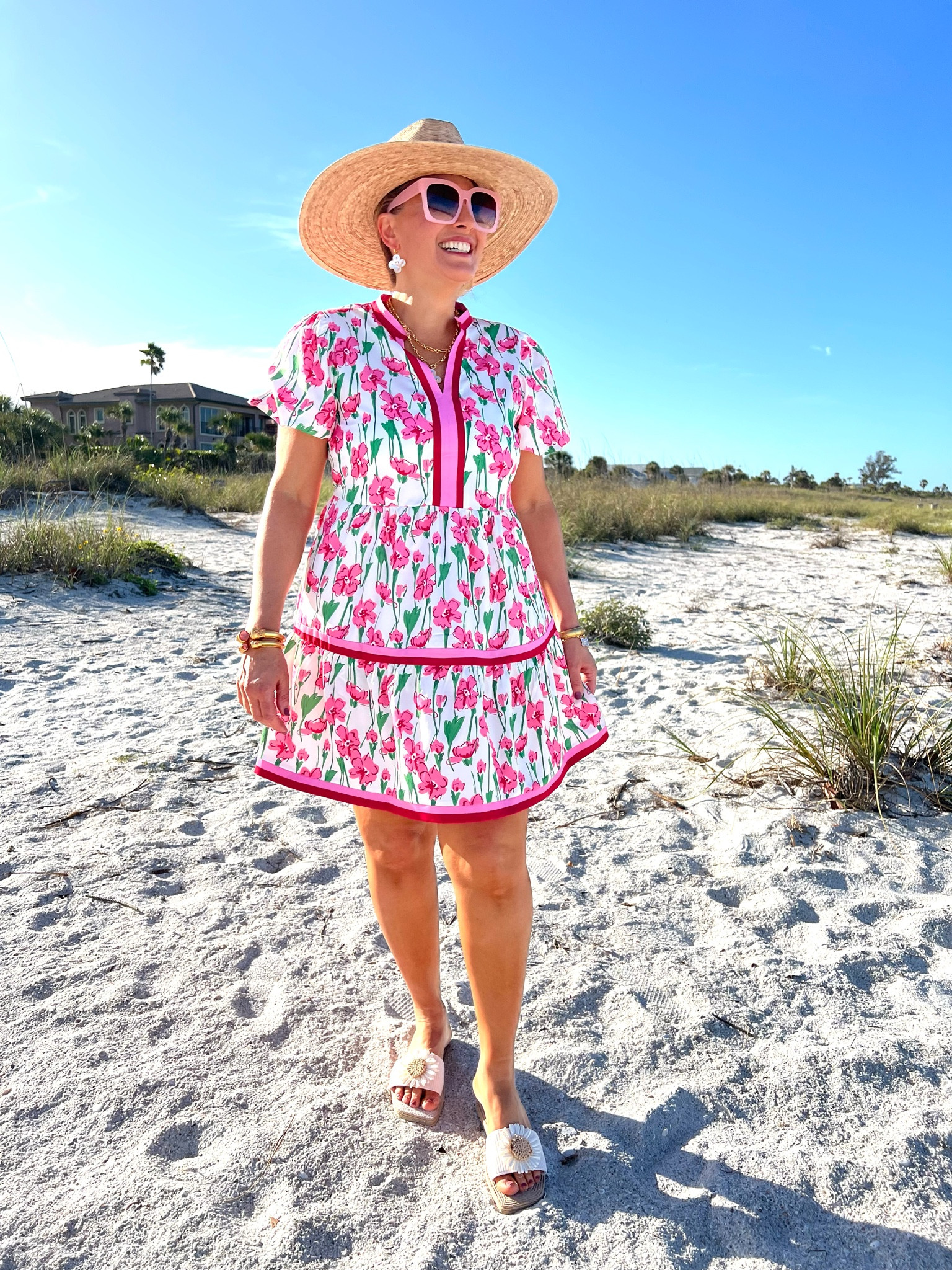 🏝️BEACH VACATION OUTFIT: Giving you summer style in this amazon dress. It makes a fantastic beach coverup too! Wearing a medium. Fits true to size.

💎Pair it with @julievos jewelry and head out to lunch after the beach.

👒Don’t forget to pick up my straw hat and sunglasses to complete the look.

#floraldress #summerstyle #founditonamazon @amazonfashion @jtstjtst11 

#LTKSeasonal #LTKOver40 #LTKSaleAlert #LTKMothersDay #LTKTravel #LTKgrwm #LTKootd #LTKMidsize #LTKSwim 
