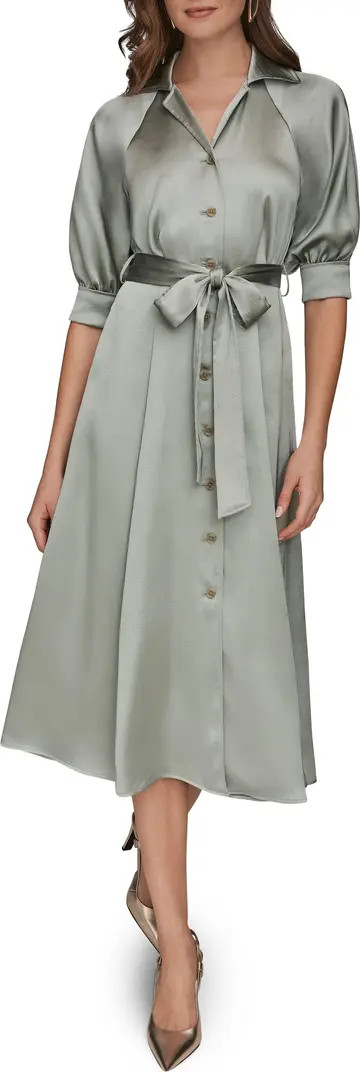 Short Sleeve Satin Shirtdress | Nordstrom