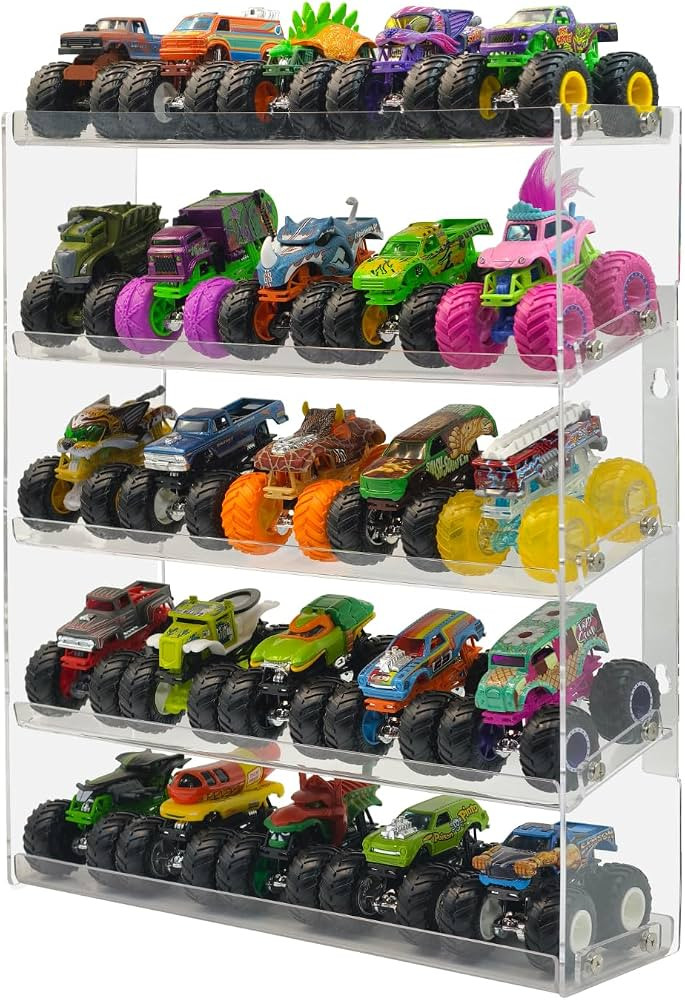 Acrylic Monster Trucks Display Case, 5-Tier Toy Car Storage Organizer Shelf | Amazon (US)