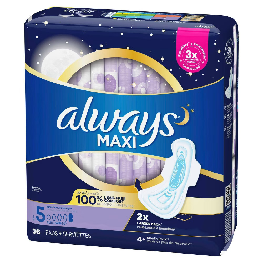 Always Maxi Extra Heavy Overnight Pads - Size 5 - 36ct | Target