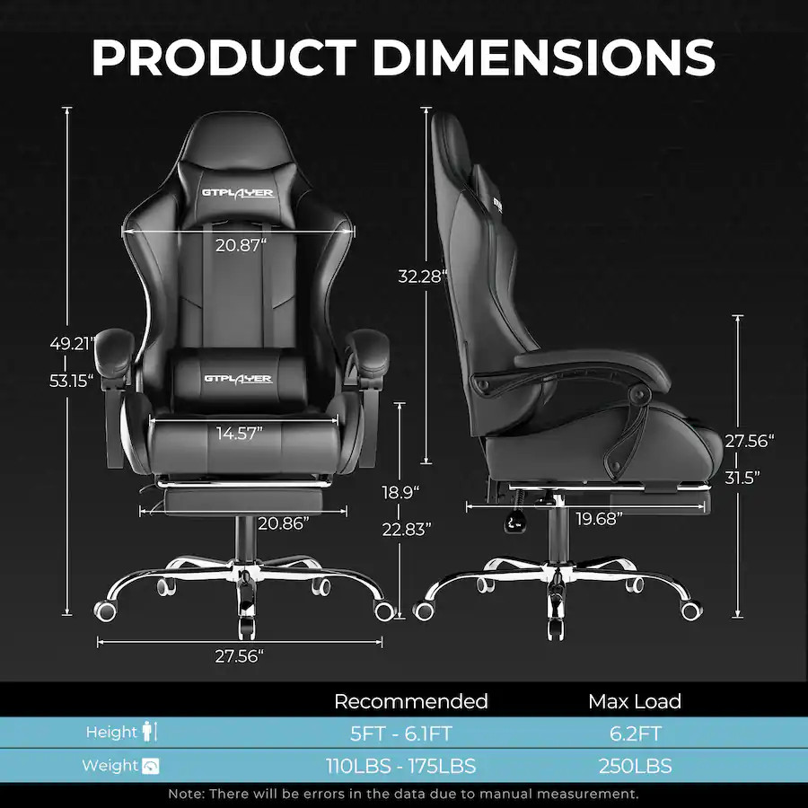 GTPlayer - Gaming Chair Faux Leather Height Adjustable Computer Chair with Footrest and Headrest ... | Best Buy U.S.