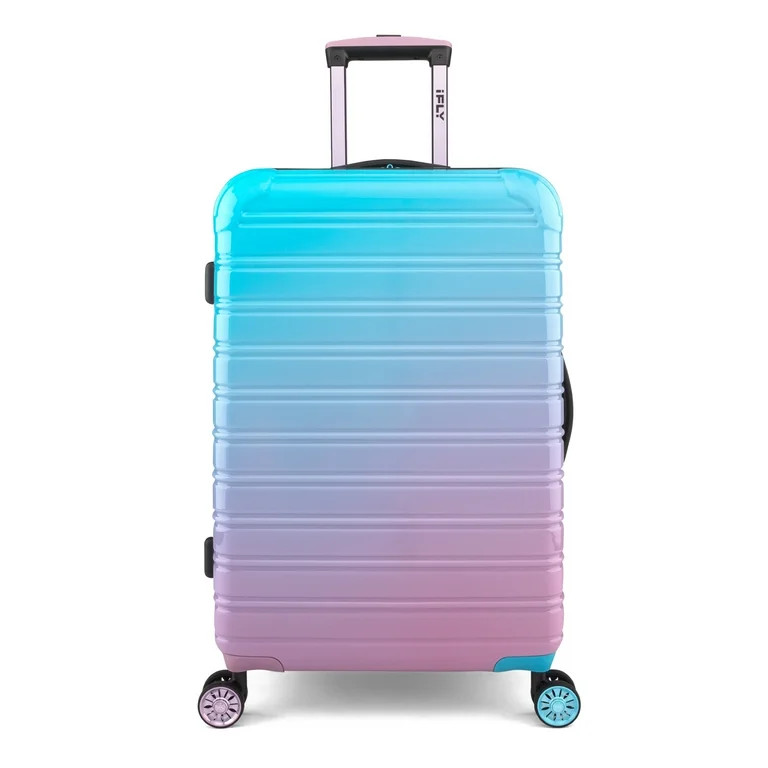 iFLY Hardside Fibertech Luggage 24" Checked Expandable Spinner Luggage for Travel, Cotton Candy | Walmart (US)