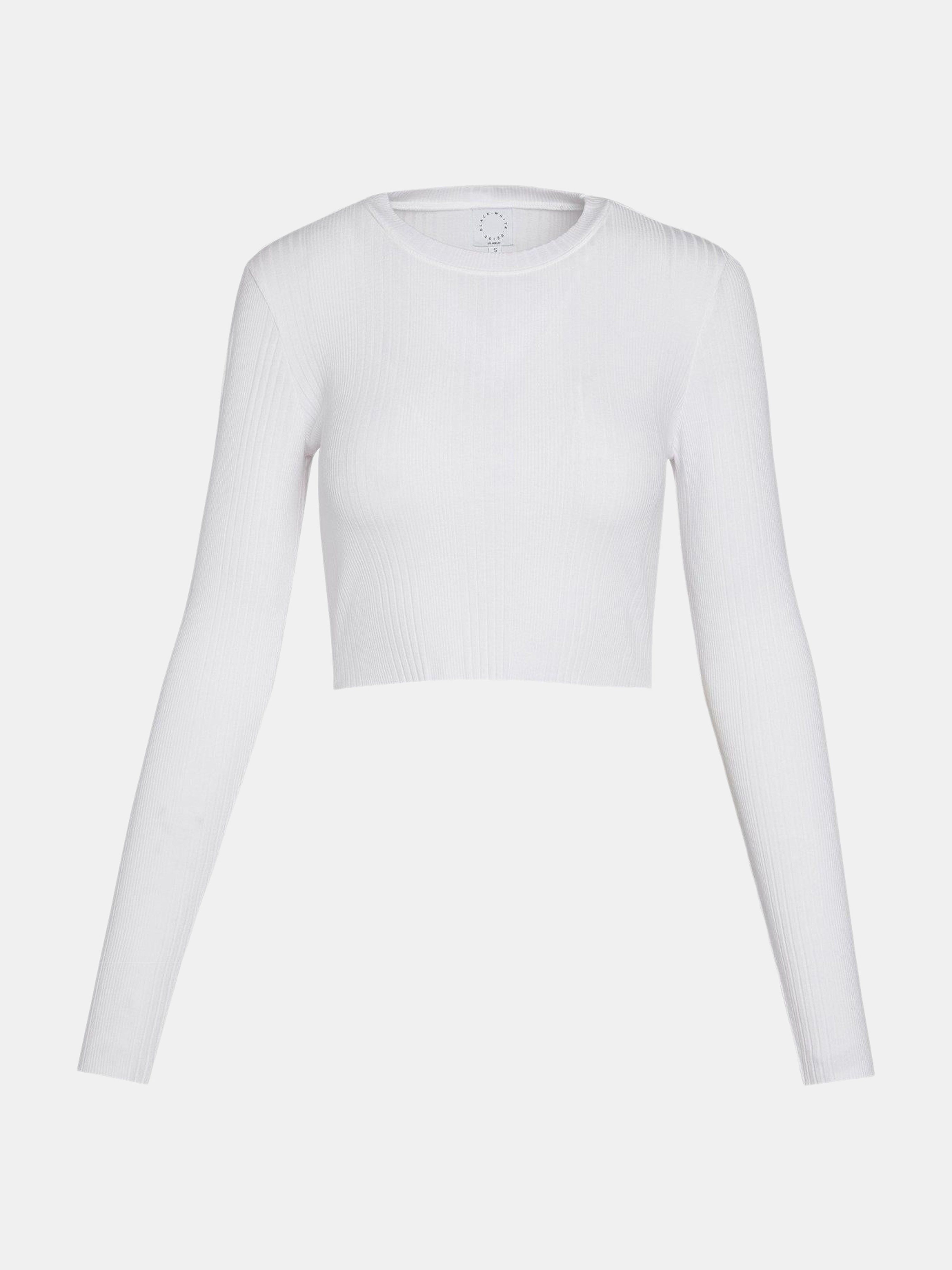 White Long Sleeve Crop Top - L | Verishop